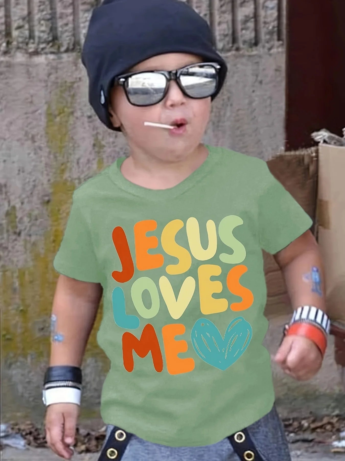 2024 Kids Boys O-Neck T-shirt Little Girls T Shirts Jesus Loves Me Printed Short Sleeve Kids Fashion Street Summer Tops Clothing