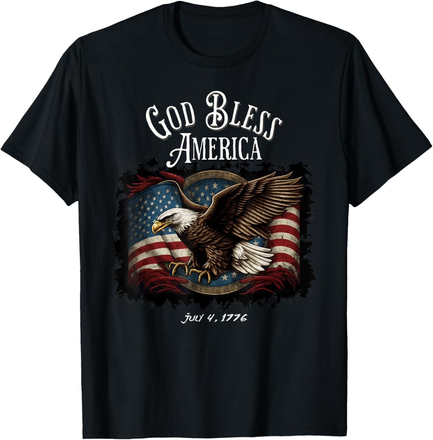 God Bless America Flying Eagle American Flag July 4, 1776 T-Shirt