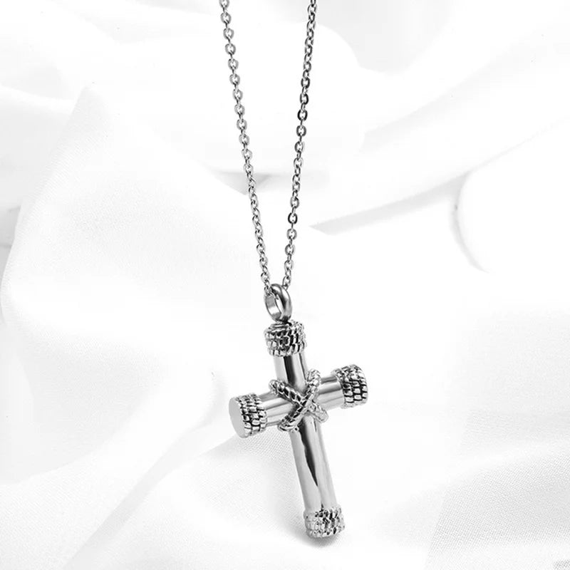 Christian Cross Pendant Necklace for Men Personalized Vintage Religious Amulet Jewelry Memorial Loved Ones Accessory