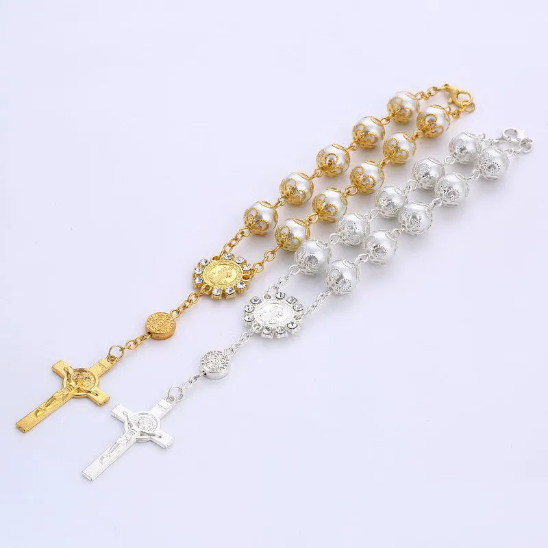 DELYSIA KING Religious Ornaments Religion Catholic Communion Cup Gift Center Cross Rosary Bracelet Bead