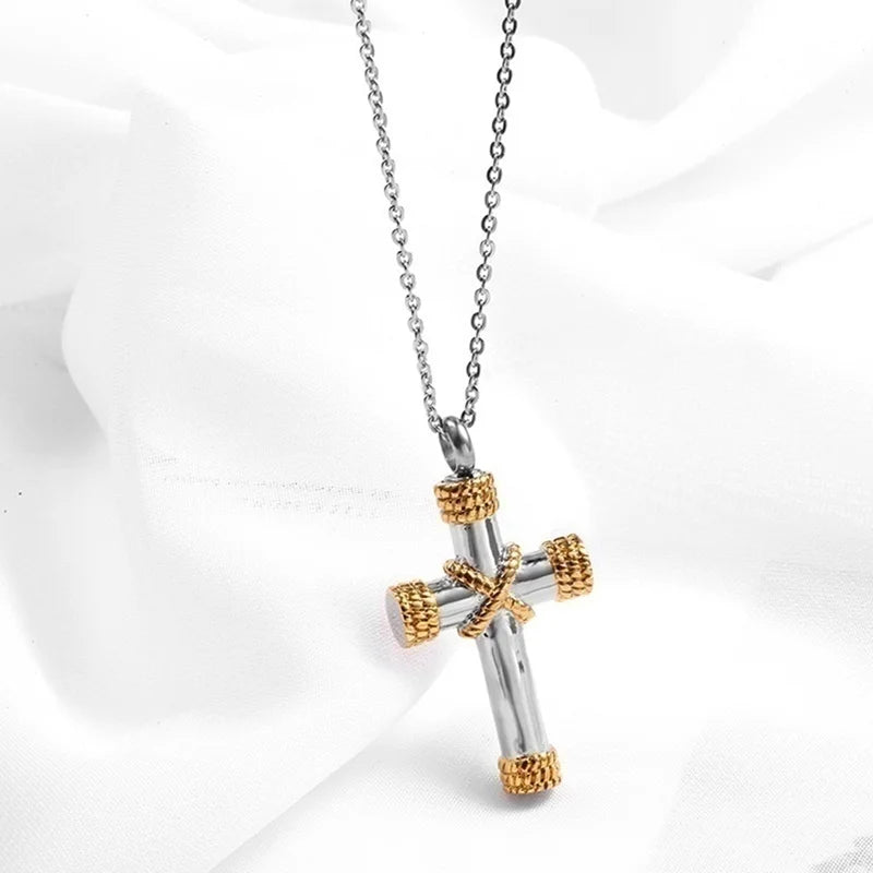 Christian Cross Pendant Necklace for Men Personalized Vintage Religious Amulet Jewelry Memorial Loved Ones Accessory