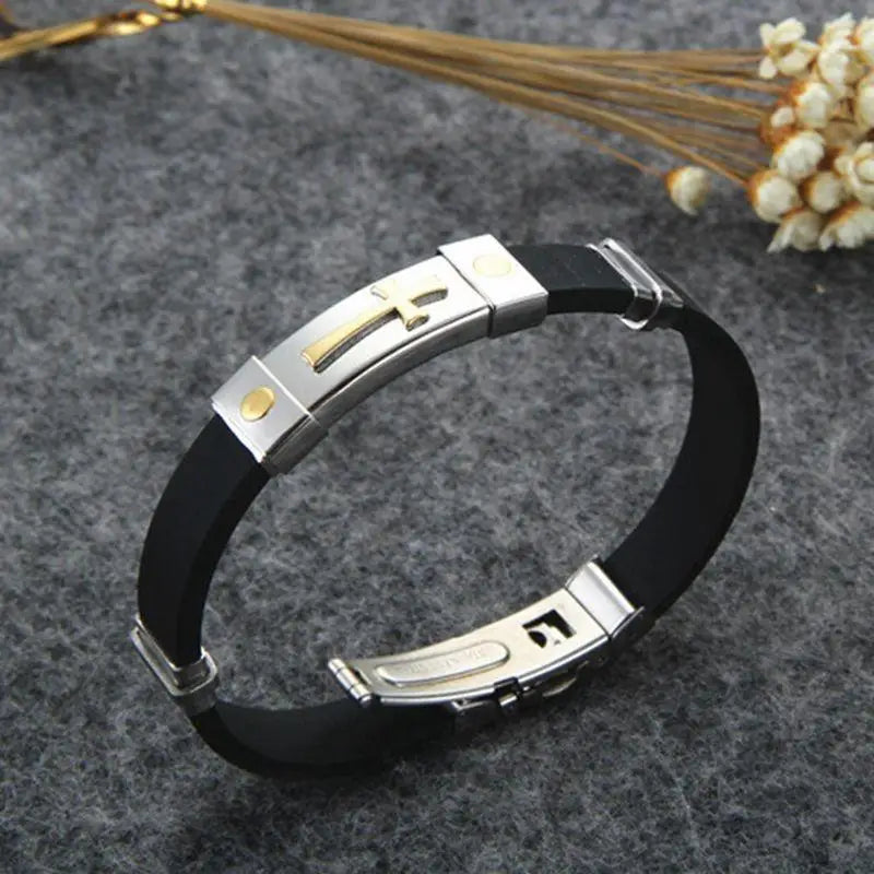 2024 Trendy Jesus Cross Bracelet Metal Leather Men's Bracelet New Fashion Christian Religious Amulet Accessories Party Jewelry