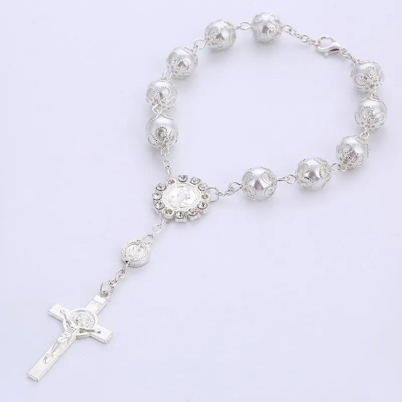 DELYSIA KING Religious Ornaments Religion Catholic Communion Cup Gift Center Cross Rosary Bracelet Bead