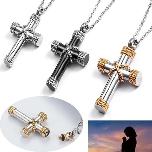 Christian Cross Pendant Necklace for Men Personalized Vintage Religious Amulet Jewelry Memorial Loved Ones Accessory