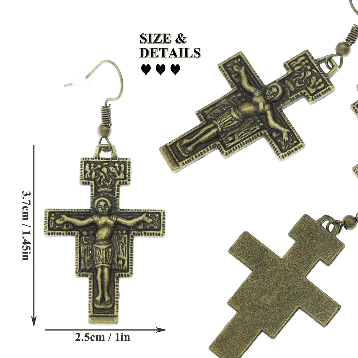 Retro Saint St Francis of Assisi Tau San Damiano Cross Necklace Catholic Crucifix Tribal Bridal Gift Punk Rock Celebrity