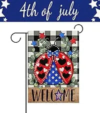 Dyrenson God Bless America 4th of July Patriotic Decorative Garden Flag, American Hyacinth Floral Flower Mason Jar Yard Outside