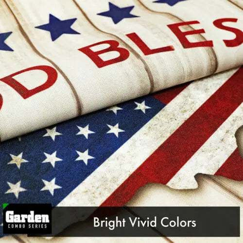 Garden Flag Stand Black 36x16IN & Garden Flag God Bless America Flag Map 12x18IN