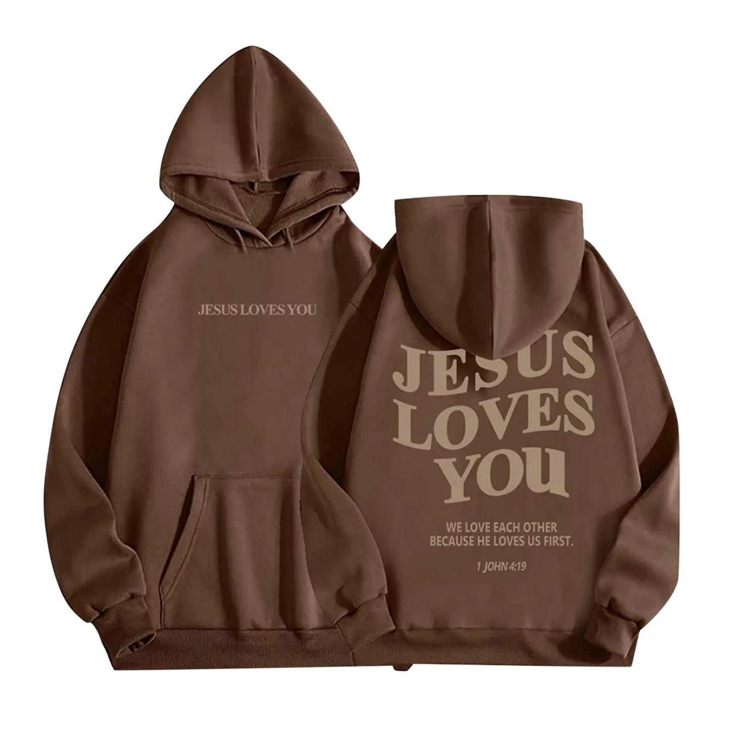 Jesus Loves You Oversized Graphic Hoodie Women Hip Hop Vintage Hooded Sweatshirts Pullover Tops For Women Trendy Aesthetic Top