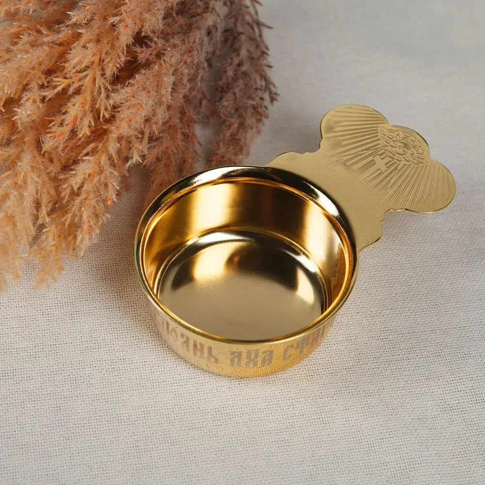 Church Product Church Baptismal Supplies Gold Plated Holy Grail Plate Spoon Religious Ritual Accessories Holy Water Set