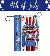 Dyrenson God Bless America 4th of July Patriotic Decorative Garden Flag, American Hyacinth Floral Flower Mason Jar Yard Outside