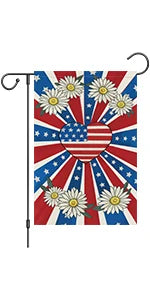 God Bless America 4th of July Garden Flag 12x18 Inch Double Sided, Patriotic Memorial Day Religious Cross Garden Flags Independe