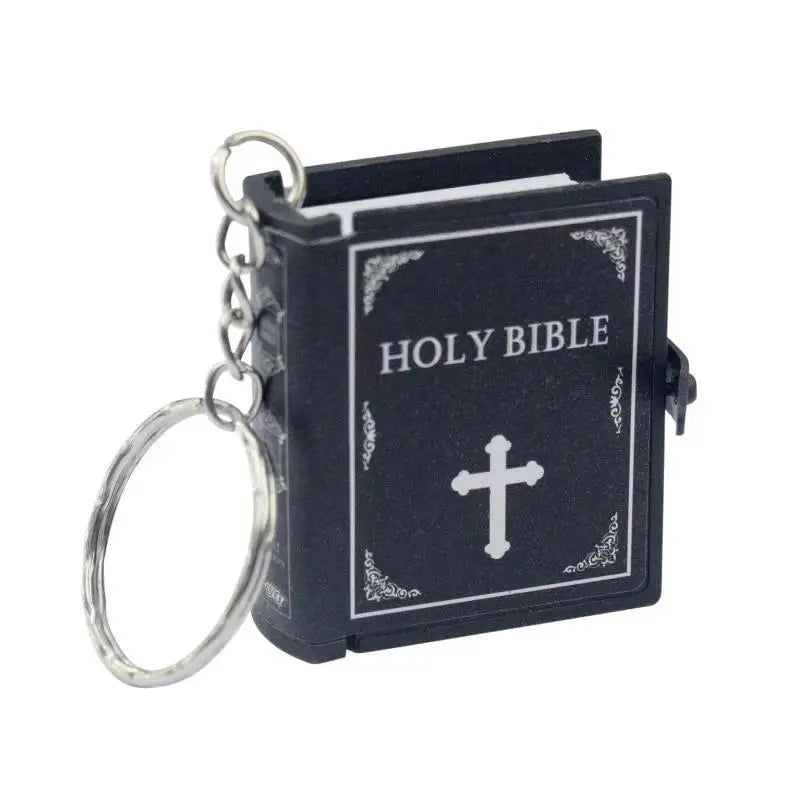 Mini English HOLY BIBLE Keychains Christian Jesus Cross Muslim Keyrings Accessories Women Bag Charm Prayer God Bless Key Holder