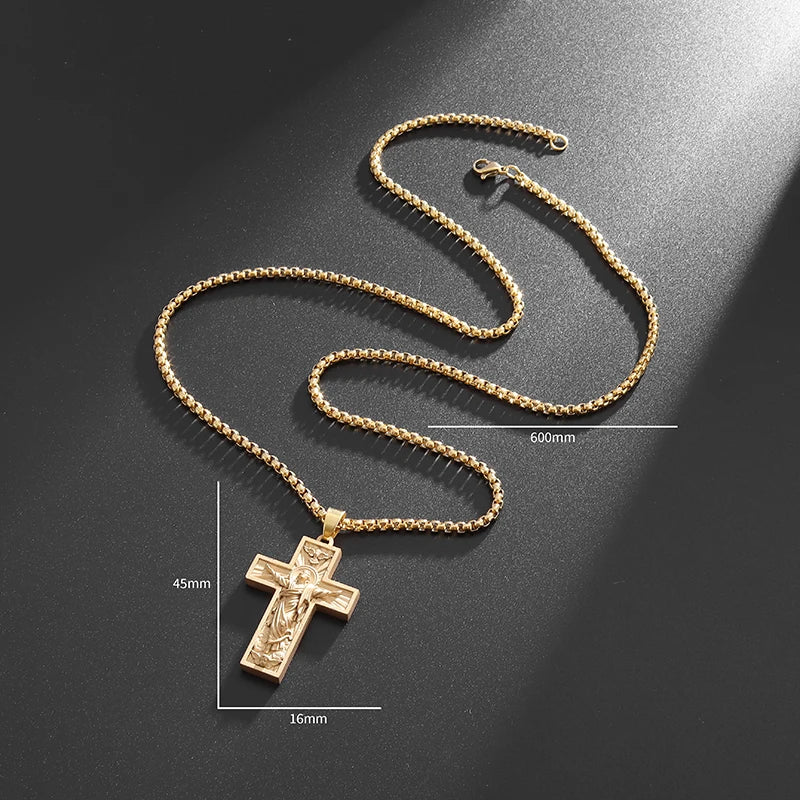 Vintage Religious Christian Jesus Cross Pendant God Necklace Men Women Catholic Prayer Amulet Jewelry Gift