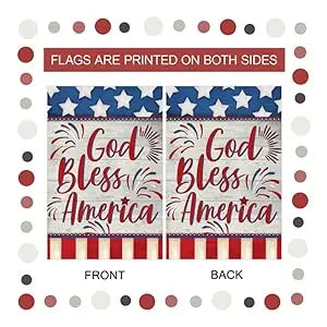 Morigins God Bless America 4th of July Garden Flag Double Sided Patriotic Strip and Star American Flag Independence Day Yard Out