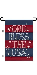 4th of July Patriotic Garden Flags for Outside 12x18 Double Sided, American Stars and Stripes Memorial Day God Bless The USA Sig