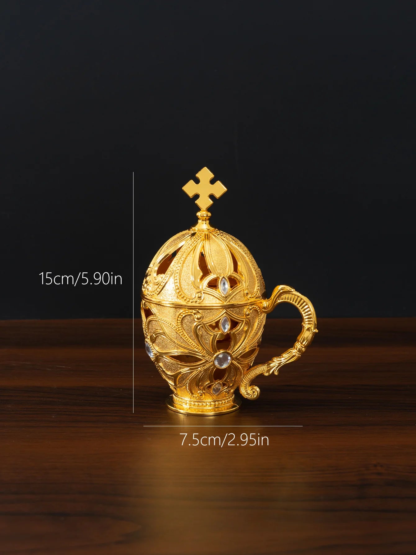 European-style hollow incense burner with diamonds, home indoor aromatherapy furnace, creative soothing retro with handle orname