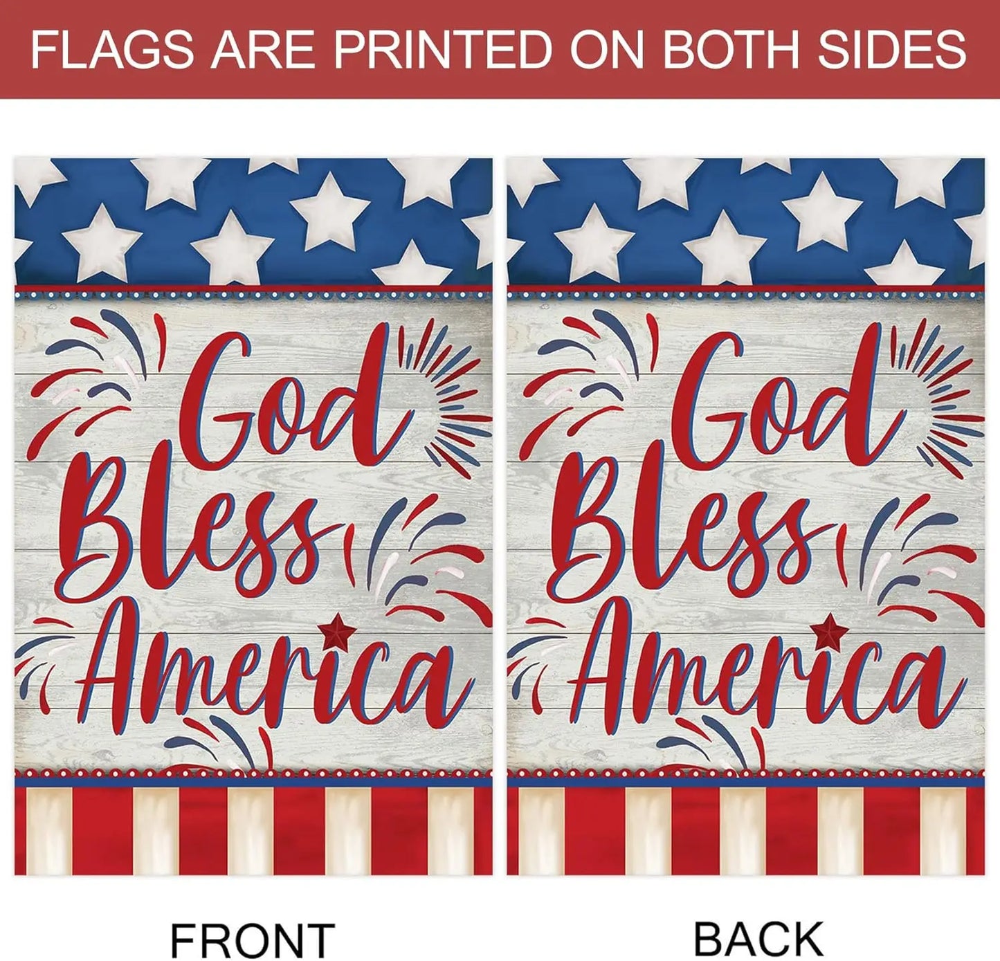 Morigins God Bless America 4th of July Garden Flag Double Sided Patriotic Strip and Star American Flag Independence Day Yard Out