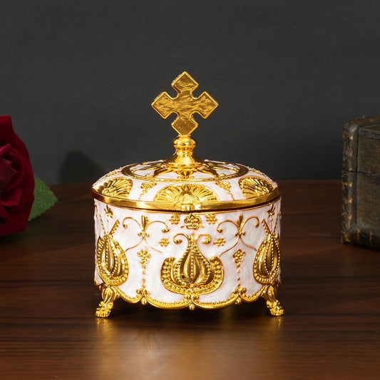 Cross rose jewelry box light luxury creative jewelry small color hand-painted jewelry box wedding decoration Valentine's Day rin