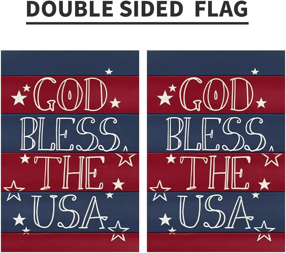 4th of July Patriotic Garden Flags for Outside 12x18 Double Sided, American Stars and Stripes Memorial Day God Bless The USA Sig