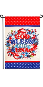 God Bless The USA 4th of July Home Decorative 12x18 Inch Garden Flag, Double Sided for Outside Patriotic Burlap USA Independence