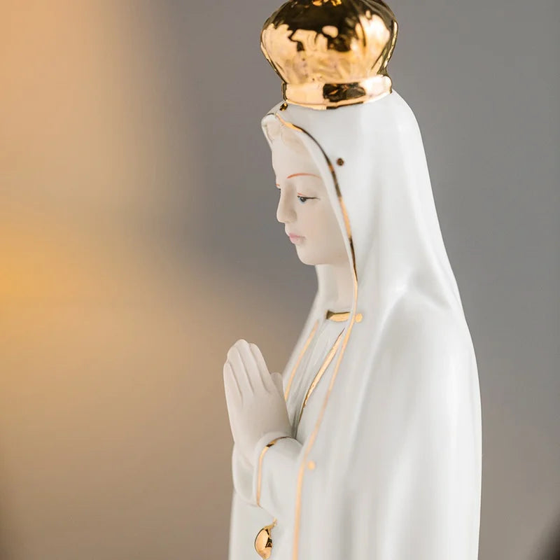 Rose Fatima Our Lady Icon of Mary Catholic Church Family Ceramic Statues Gifts and Ornaments