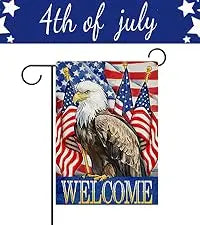 Dyrenson God Bless America 4th of July Patriotic Decorative Garden Flag, American Hyacinth Floral Flower Mason Jar Yard Outside