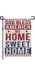 4th of July Patriotic Garden Flags for Outside 12x18 Double Sided, American Stars and Stripes Memorial Day God Bless The USA Sig