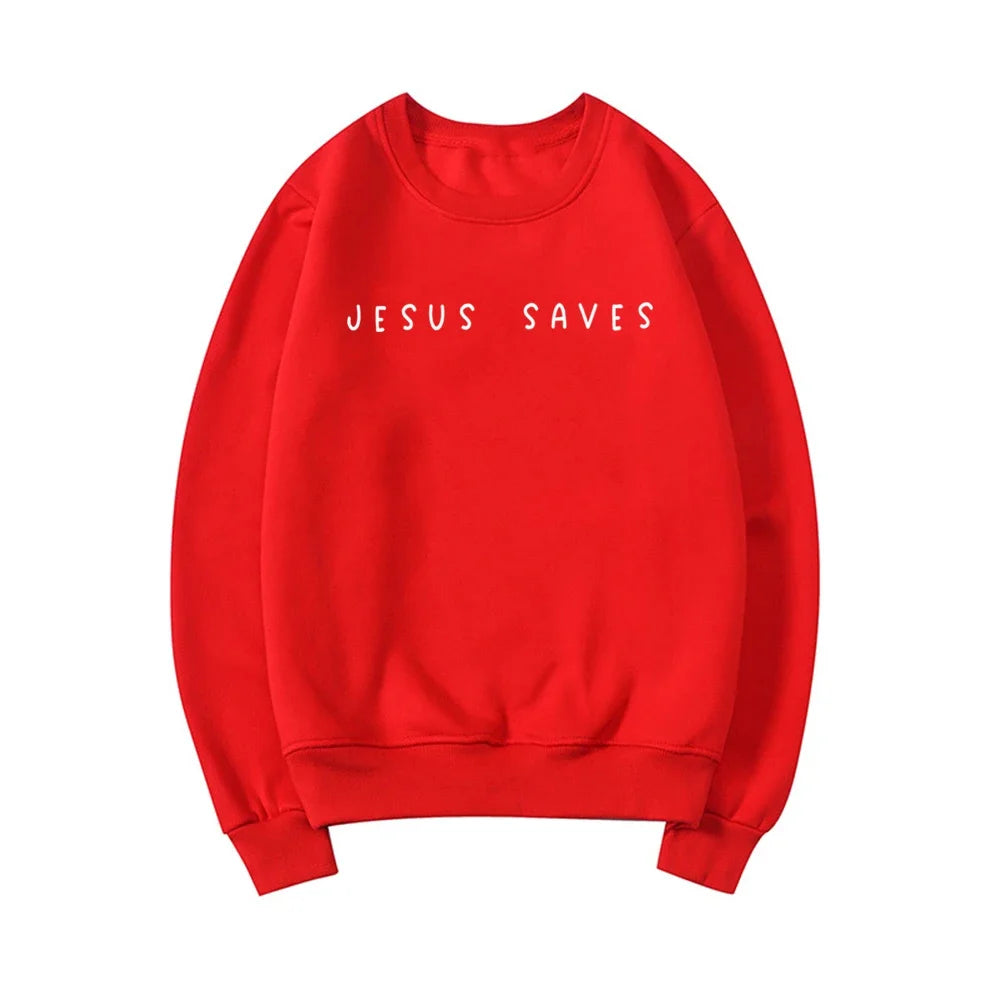 Jesus Saves Sweatshirt Christian Sweatshirts Faith Top Jesus Hoodie Bible Verses Crewneck Sweatshirt Women Graphic Pullover Tops