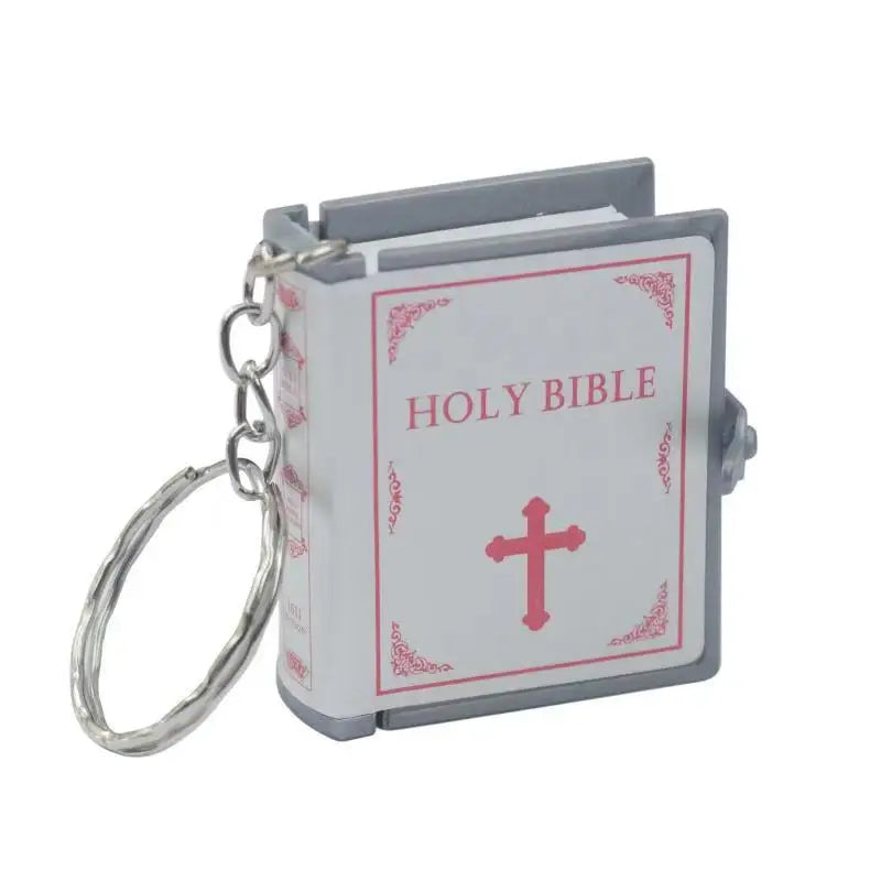 Mini English HOLY BIBLE Keychains Christian Jesus Cross Muslim Keyrings Accessories Women Bag Charm Prayer God Bless Key Holder