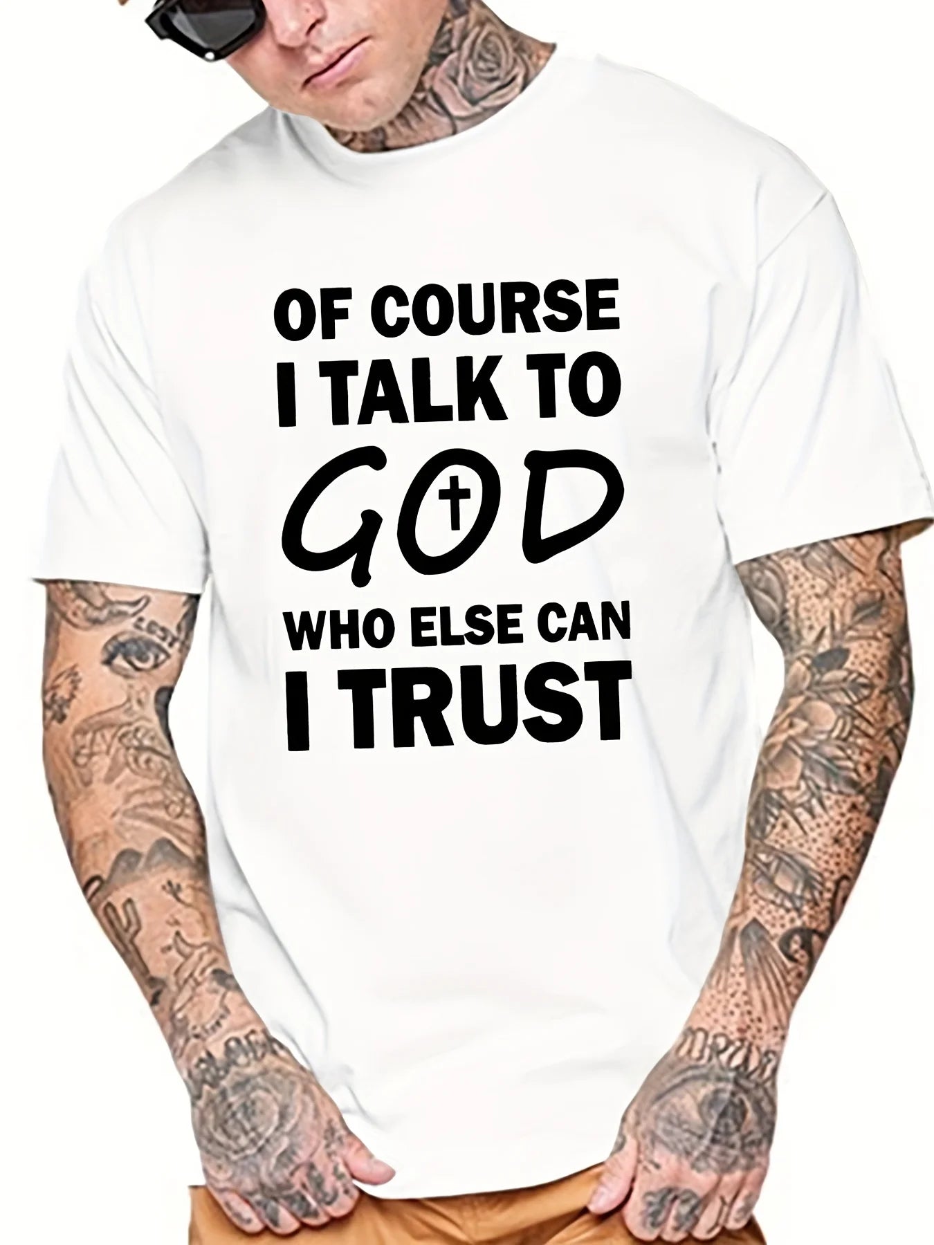 Talk To God Jesus T Shirt  Print Tees for Men100% Cotton Casual Short Sleeve  for Summer Spring Fall Oversized Tops As Gifts