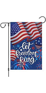 God Bless America 4th of July Garden Flag 12x18 Inch Double Sided, Patriotic Memorial Day Religious Cross Garden Flags Independe