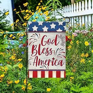 Morigins God Bless America 4th of July Garden Flag Double Sided Patriotic Strip and Star American Flag Independence Day Yard Out