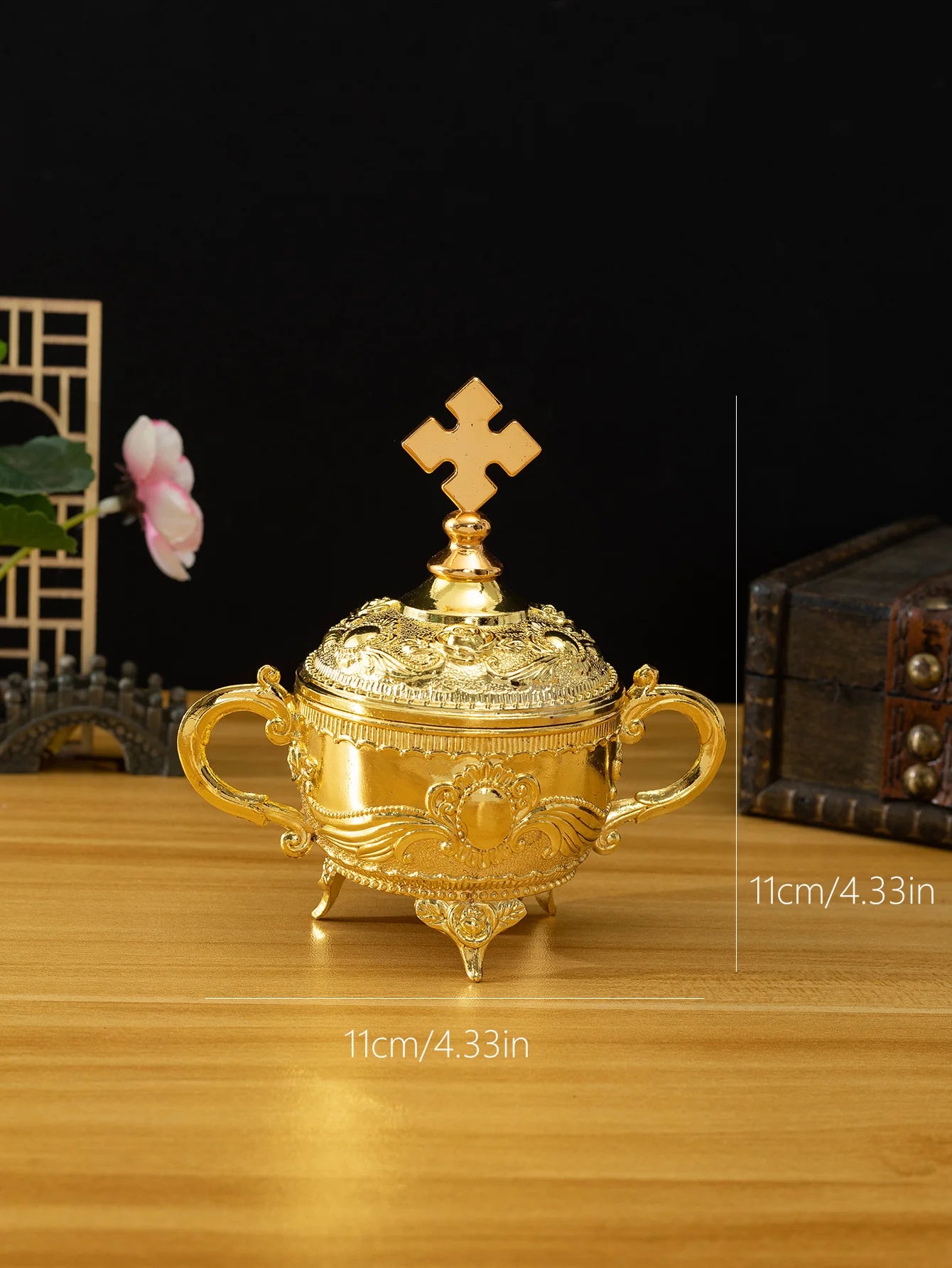 European zinc alloy hotel retro high-end storage dried fruit box household sugar bowl luxury metal hand-painted colorful lidded