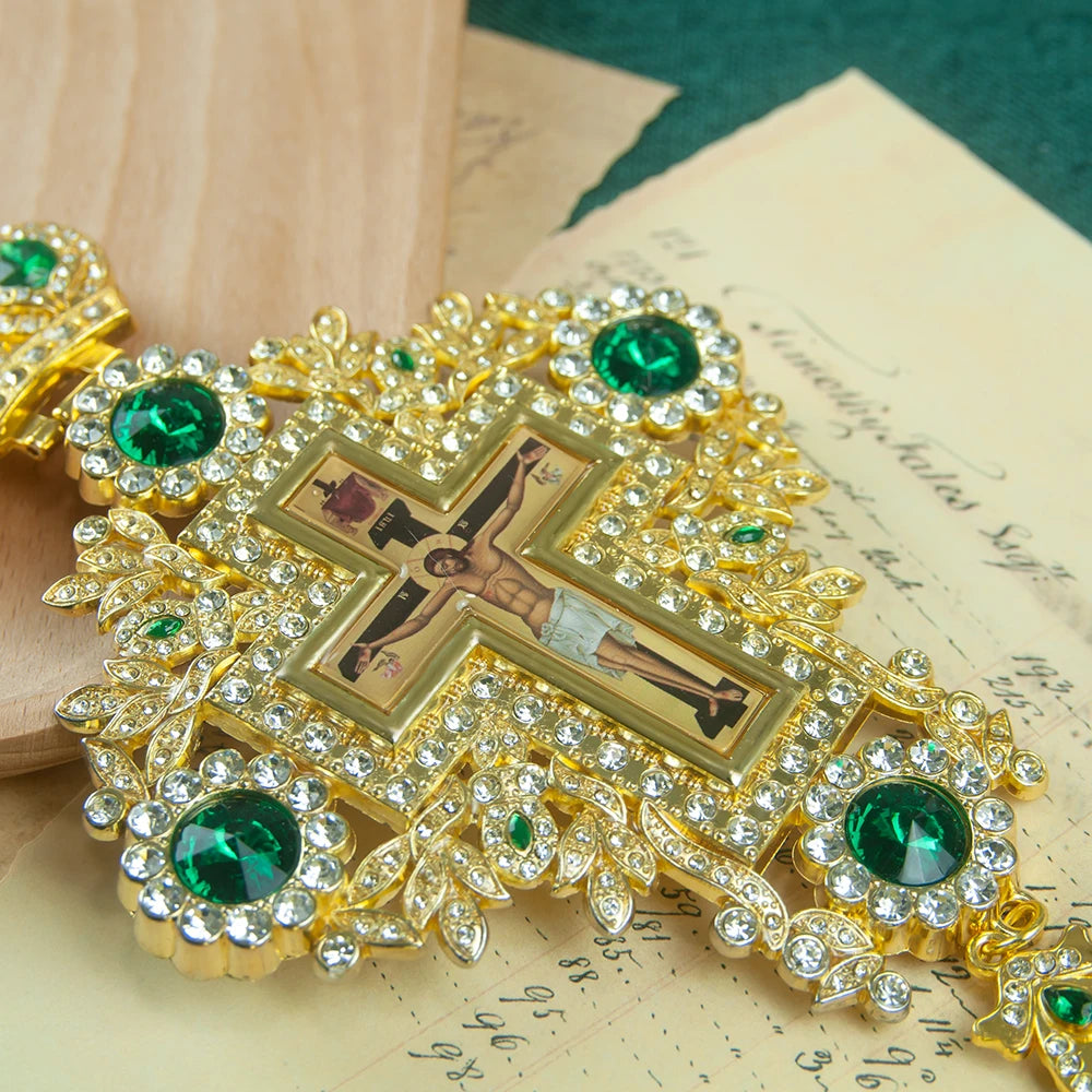 Greek Orthodox Church Cross Necklace for Priest Ordination, Religious Hollowing Process and Intricate Design