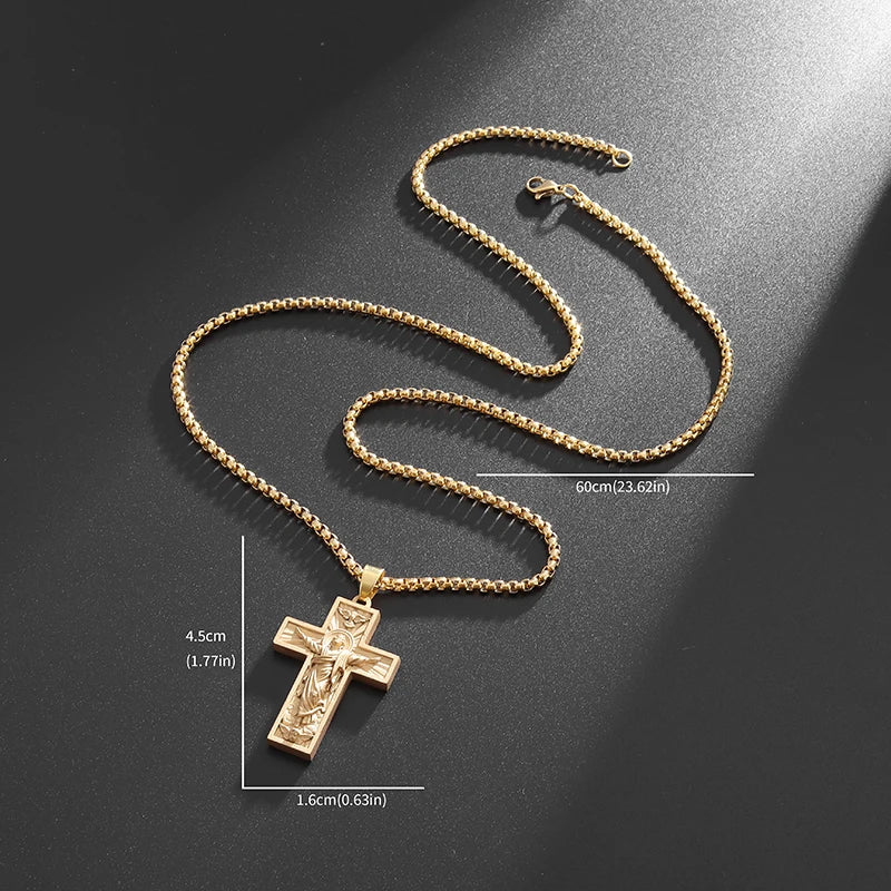 Vintage Religious Christian Jesus Cross Pendant God Necklace Men Women Catholic Prayer Amulet Jewelry Gift