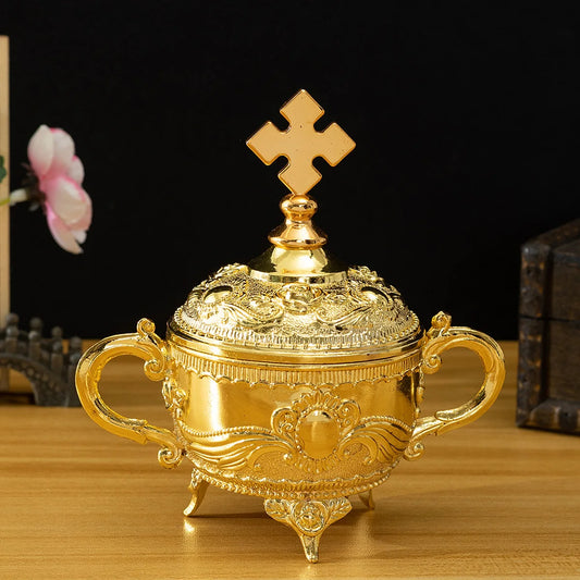 European zinc alloy hotel retro high-end storage dried fruit box household sugar bowl luxury metal hand-painted colorful lidded