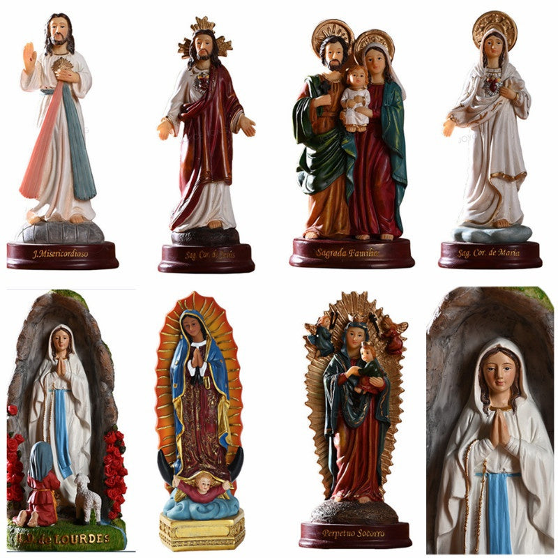 Blessed Saint Virgin Mary Sculpture Jesus Christ Tabletop Statue Figurine Our Lady of Lourds Statue Figures