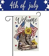 Dyrenson God Bless America 4th of July Patriotic Decorative Garden Flag, American Hyacinth Floral Flower Mason Jar Yard Outside