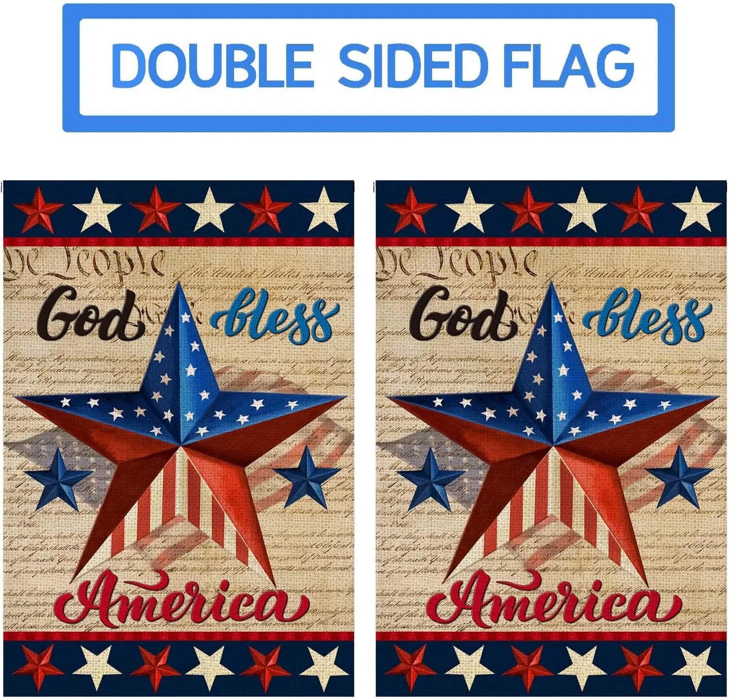 Patriotic God Bless America 4th of July Garden Flag 12 x 18 Inch Vertical Double Sided Blue Red Star Independence Day Memorial D