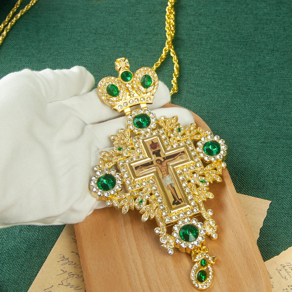 Greek Orthodox Church Cross Necklace for Priest Ordination, Religious Hollowing Process and Intricate Design