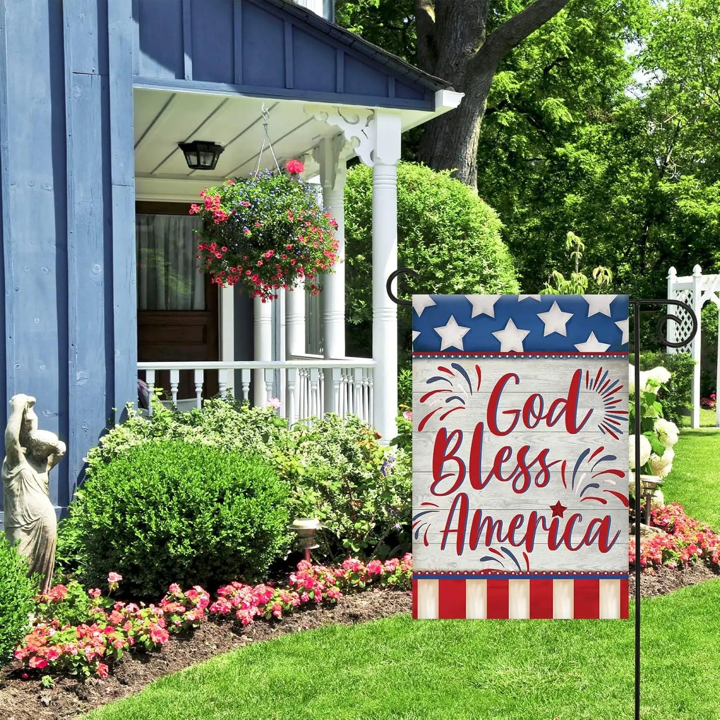 Morigins God Bless America 4th of July Garden Flag Double Sided Patriotic Strip and Star American Flag Independence Day Yard Out