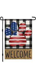 4th of July Patriotic Garden Flags for Outside 12x18 Double Sided, American Stars and Stripes Memorial Day God Bless The USA Sig