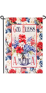 God Bless The USA 4th of July Home Decorative 12x18 Inch Garden Flag, Double Sided for Outside Patriotic Burlap USA Independence