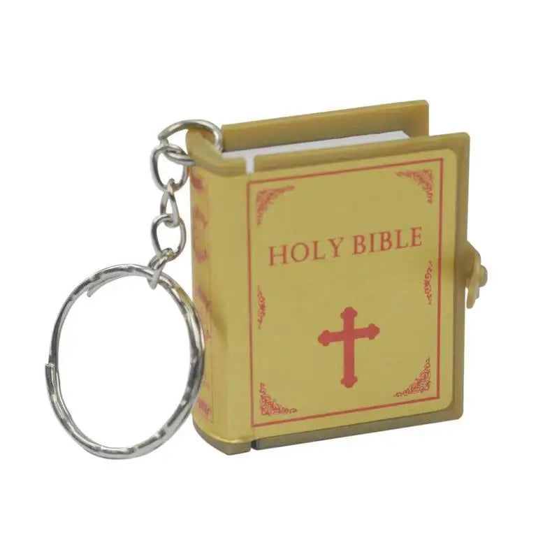 Mini English HOLY BIBLE Keychains Christian Jesus Cross Muslim Keyrings Accessories Women Bag Charm Prayer God Bless Key Holder