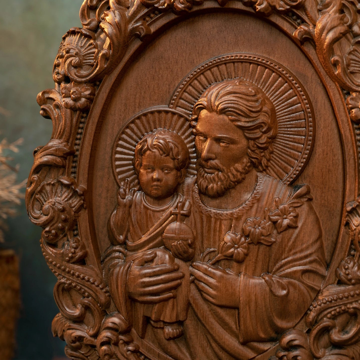 Saint Joseph Wood Carving, Religious Icons, Father's Day Christian Gift, Wall Art Work, Figure Carving, Catholic Home Decor