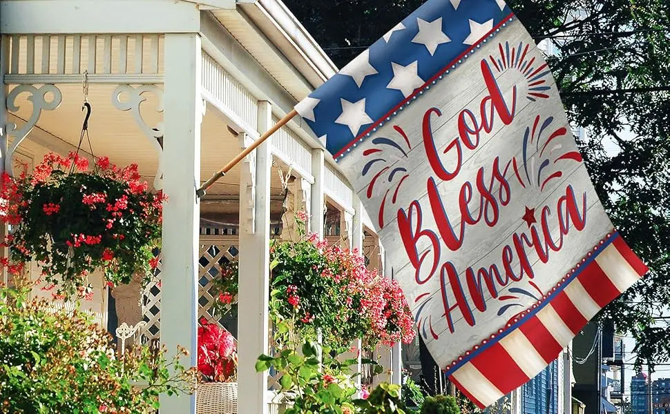 Morigins God Bless America 4th of July Garden Flag Double Sided Patriotic Strip and Star American Flag Independence Day Yard Out