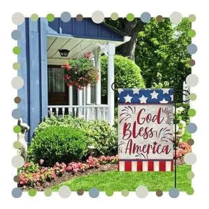 Morigins God Bless America 4th of July Garden Flag Double Sided Patriotic Strip and Star American Flag Independence Day Yard Out