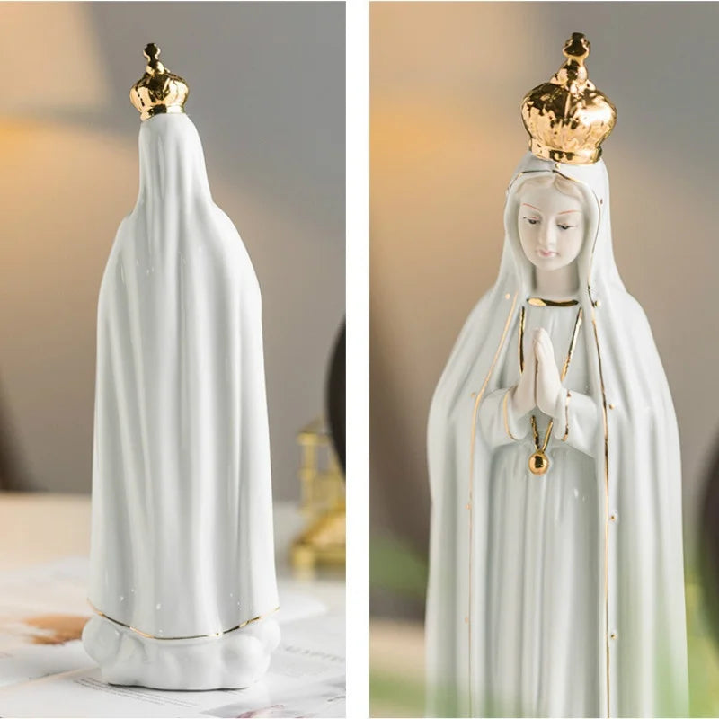 Rose Fatima Our Lady Icon of Mary Catholic Church Family Ceramic Statues Gifts and Ornaments