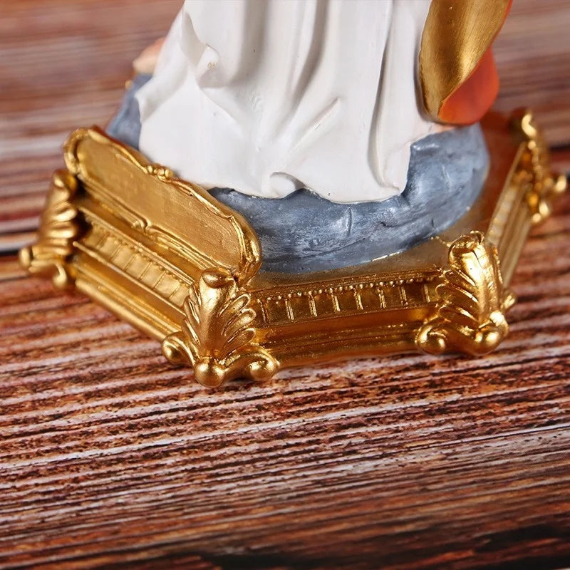 8.86in Sacred Heart of Jesus Christ Lord Catholic Religious Gift Colored Resin Gold Base Statue