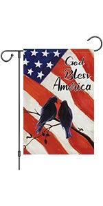 Heyfibro God Bless America 4th of July Garden Flag 12x18 Inch Double Sided, Patriotic Religious Cross Yard Flags Independence Da